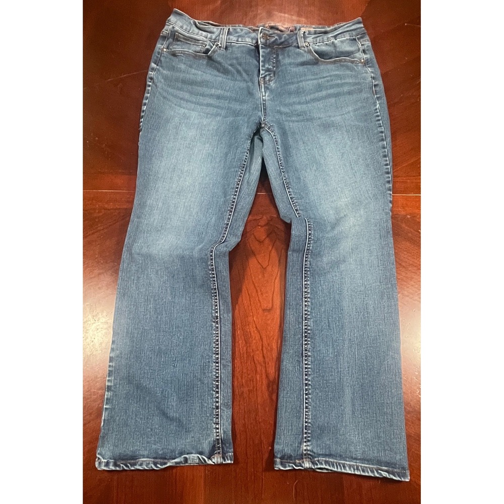 Faded Glory Ultimate Bootcut Jeans Womens 18P Petite Dark Wash Blue 36x27.5 GUC